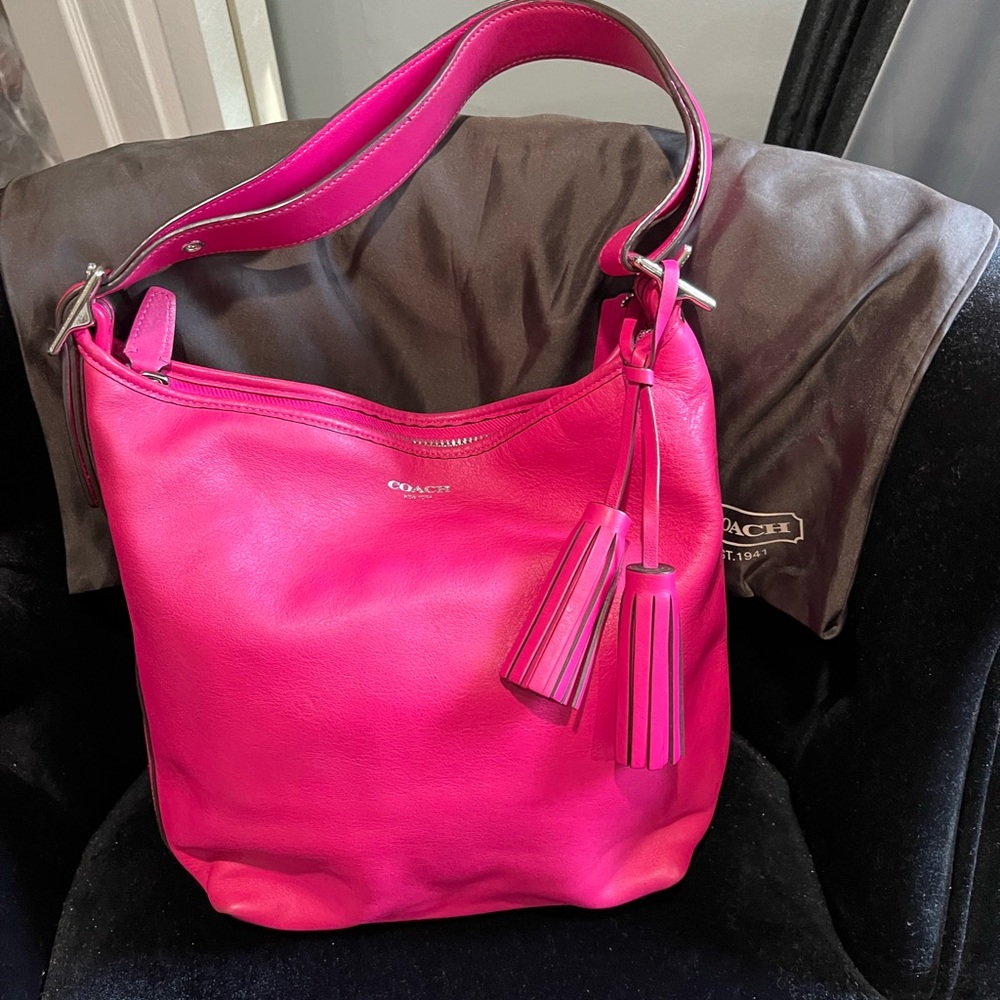 Coach Hot Pink Leather Hobo Bag